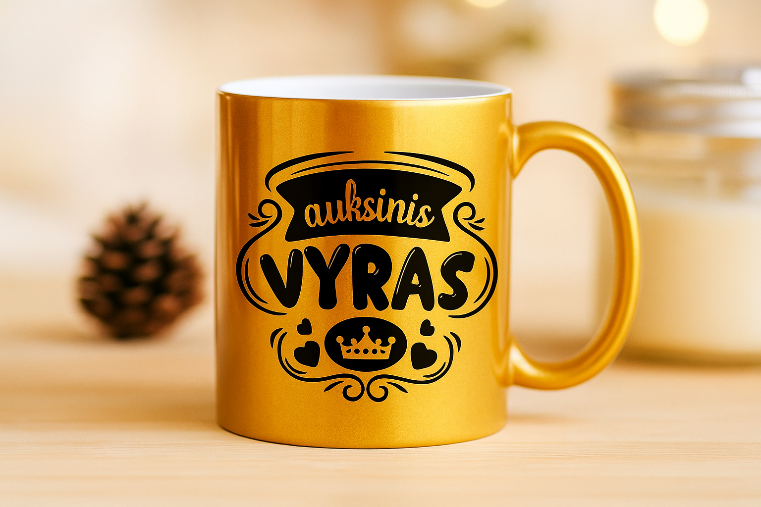 Aukso spalvos puodelis vyrui "Auksinis vyras"