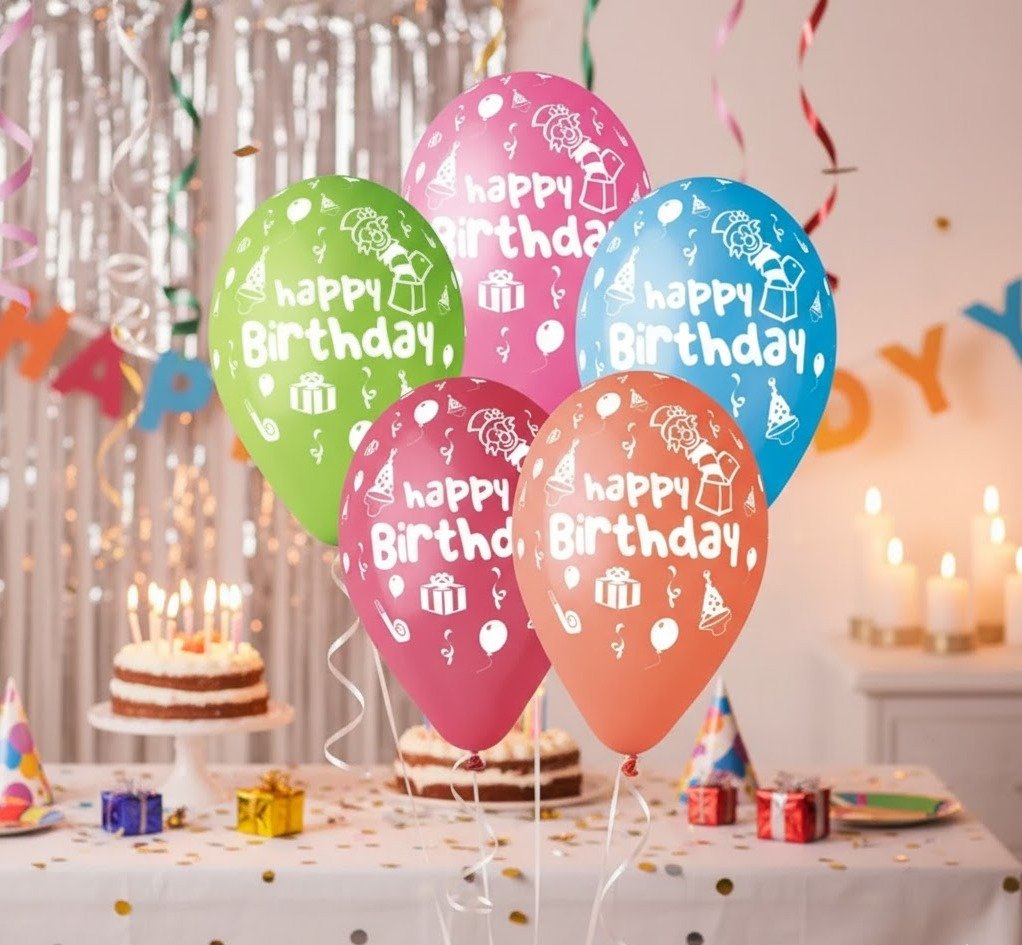 Balionų rinkinys gimtadieniui "Happy birthday" (5vnt.)