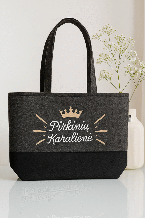 Pirkinių krepšys iš EKO-veltinio "Pirkinių karalienė"