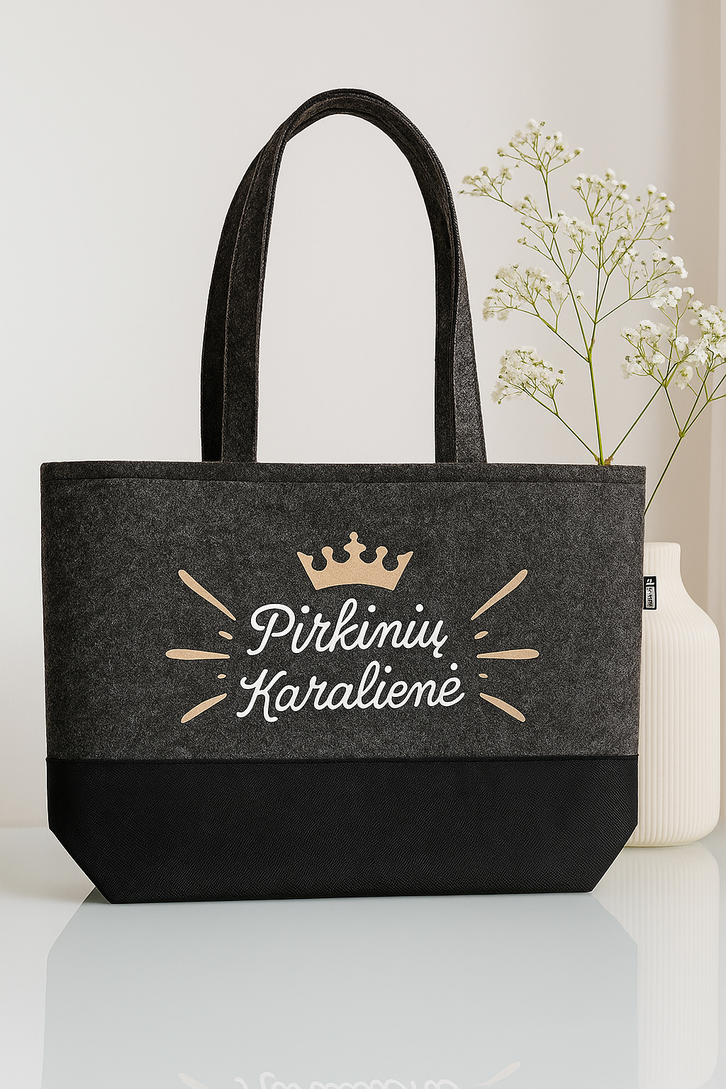 Pirkinių krepšys iš EKO-veltinio "Pirkinių karalienė"