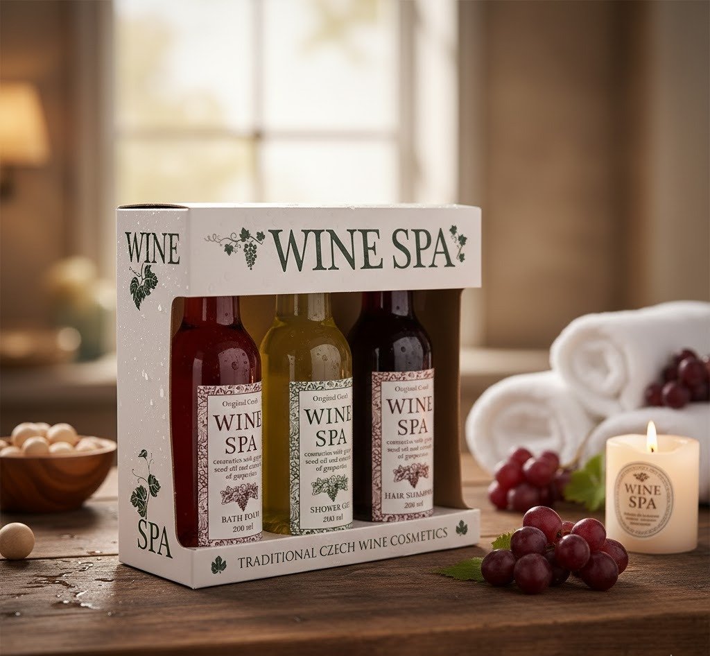 Kosmetikos dovanų rinkinys "WINE SPA" (dušo želė, šampūnas, vonios putos 200ml)