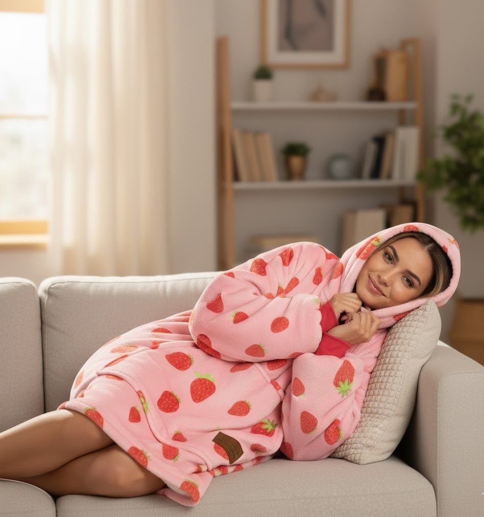 Geriausias žiemos draugas BARAMOOR džemperis-pledas "Strawberry" - Image 3