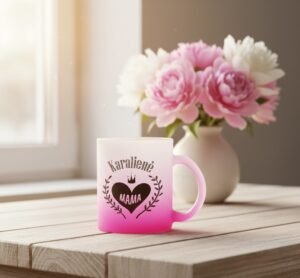 Stiklinis matinis puodelis mamai "Karalienė mama"