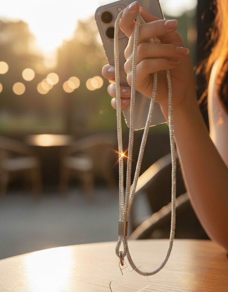 Telefono aksesuaras "Sidabrinė blizgi grandinėlė"